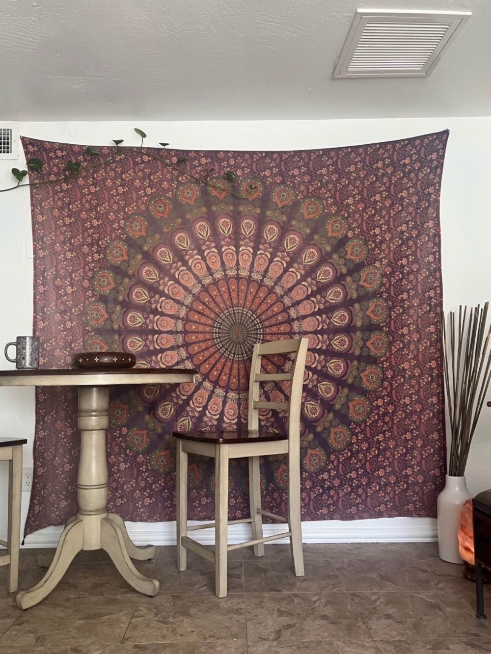 Indian mandala tapestry- big, beautiful, colorful, faded
